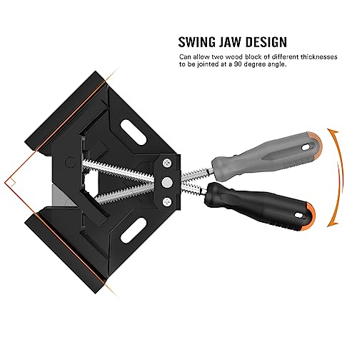 Right Angle Clamp, [2 PACK] Single Handle 90°Aluminum Alloy Corner Clamp,  Right Angle Clip Clamp Tool Woodworking Photo Frame Vise Holder with