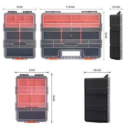 CASOMAN Hardware & Parts Organizers, 4 Piece Set Toolbox, Compartment Small Parts Organizer, Versatile and Durable Storage Tool Box - WoodArtSupply