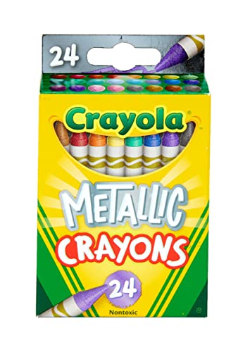 Crayola Metallic Crayons, Kids Art Supplies, 24 Count, Coloring Supplies, Gift for Kids, Ages 3, 4, 5, 6 Crayola