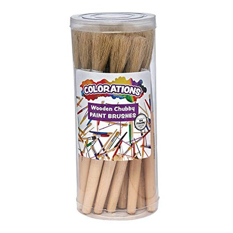 Colorations® Classic Wooden Chubby Paint Brushes for Children, All-Purpose Paint Brushues, Use for Arts & Crafts Projects and All Types of Paint Colorations