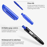 ARTEZA Permanent Markers, Set of 24, Fine Tip Pens, Retro Pop Colors, Waterproof Rock Painting, Art and Craft for Plastic, Stone, Glass, Wood, and ARTEZA