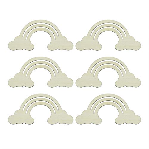 Creaides Rainbow Wood DIY Crafts Cutout Rainbow Shaped Wooden Ornaments Unfinished Wood Slices Embellishments for Wedding Birthday Christmas Party Creaides