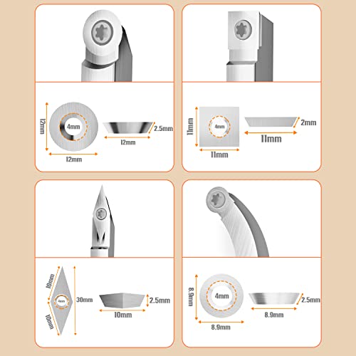 8Pcs Tungsten Carbide Cutters Inserts Set for Wood Lathe Turning Tools, WenCrew Universal Carbide Tip Tipped Cutter Tool Accessories(Included 11mm WenCrew