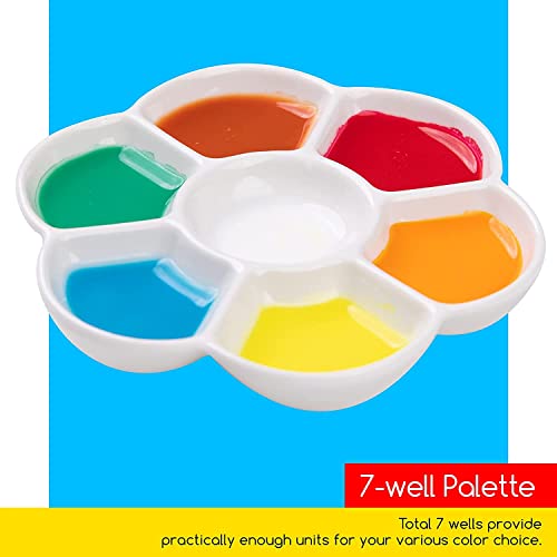MEEDEN 7-Well Studio Porcelain Paint Palette Tray,Set of 3 w/Color Box, Artist Mixing Colour Tray by 4-3/4 Inches for Watercolor Gouache MEEDEN
