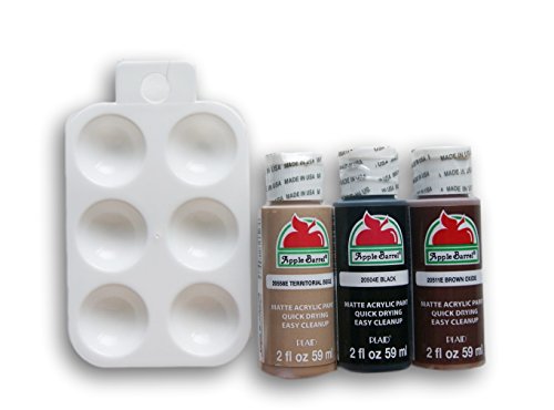 Acrylic Paint Set with Mini Palette - Black, Brown Oxide, Territorial Beige Apple Barrel