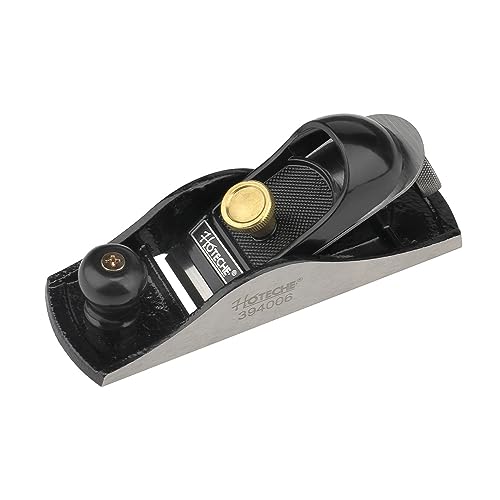 Hoteche 7-Inch Block Plane - Fully Adjustable 1-5/8-Inch Alloy Steel Blade, Fine Finished Bottom, and Sides, Precision Casting for Smooth Surfaces - WoodArtSupply