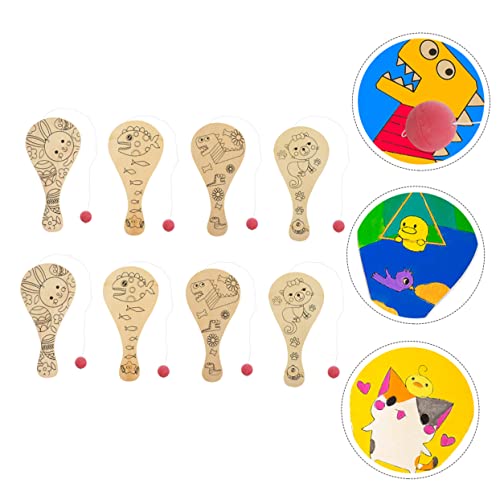 Abaodam 8pcs Graffiti Blank Racket Unfinished Paddle Toy Paddle Party Favor Blank Painting Paddle Toy Paddle with Greek Zapper Indoor Racket Kids Abaodam