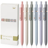 Mr. Pen- Retractable Gel Pens with Rose Gold Ring and Ball, 6 Pack, Morandi Barrels, Japanese Black Gel Pens, Fast Dry, Gel Pens Fine Point 0.5mm, Mr. Pen