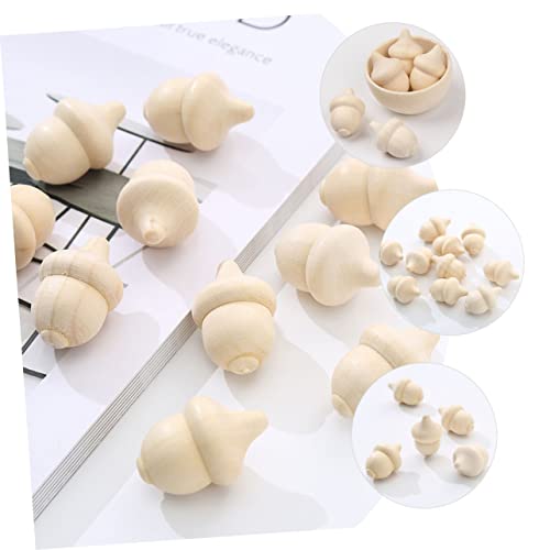Vaguelly 30pcs Woody Acorn Christmas Doll Wood Bowl Christmas Tree Tiny Acorns Decor Woodpecker Doll Wooden Bowls for Food Unfinished Wooden Acorn Vaguelly