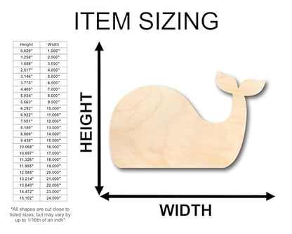 Unfinished Wood Simple Whale Shape - Craft - up to 36" DIY 10" / 3/4" - WoodArtSupply