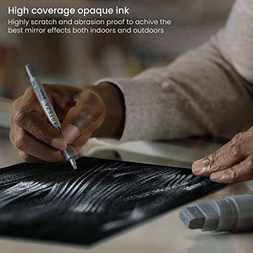 ARTEZA Mirror Chrome Marker Set – 3 Pack, 2.9mm, 5mm & 15mm Nibs, Hi-Gloss Silver Metallic Pens for Eye-Catching Art on Various Surfaces – ARTEZA