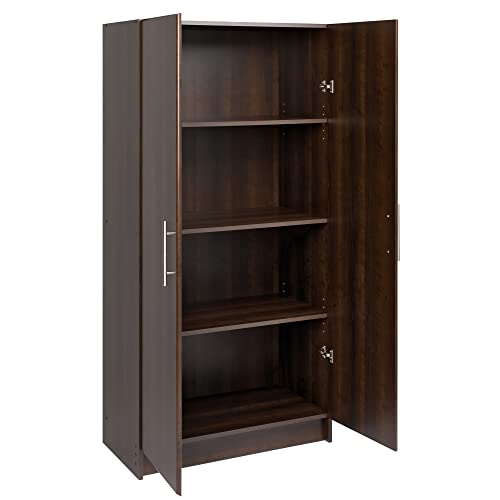 Prepac Elite 32" Storage Cabinet, Brown Storage Cabinet, Bathroom Cabinet, Pantry Cabinet with 3 Shelves 16" D x 32" W x 65" H, EES-3264