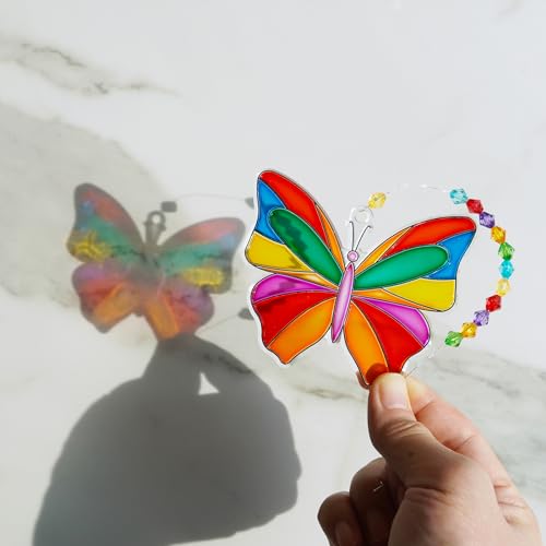 Winlyn 27 Sets Butterfly Suncatchers Ornaments Decorations DIY Window Paint Art Suncatchers Butterfly Suncatchers Painting Craft Kits for Kids Winlyn