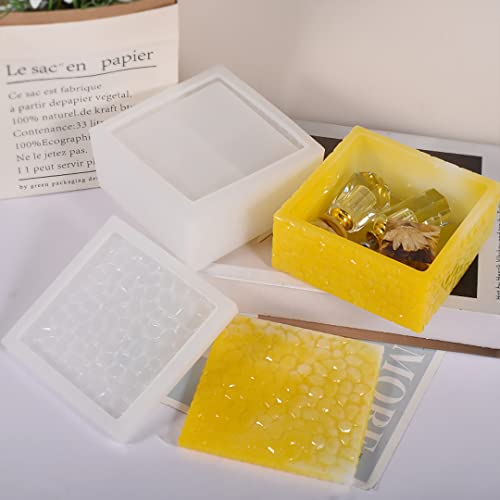 Zayookey Storage Box Resin Mold, Square Jar Silicone Resin Molds with Lid, Cube Epoxy Casting Mould Jewelry Box Mold for DIY Craft Trinket Candy Zayookey