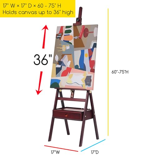  MEEDEN Art Painting Easel, Beech Wood Studio Easel 53 to 91H,  Holds Canvas to 78, Large Professional H-Frame Easel Stand with Storage  Tray, Adjustable Floor Easel for Artists & Adults, Deep