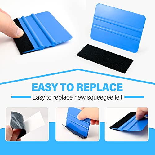 Gomake 20 Pack Vinyl Squeegee with 20PCS Squeegee Felt Fabric for Tint Film Decal Squeegee Application Tool Vinyl Wrap Installation Wallpaper Smooth Gomake