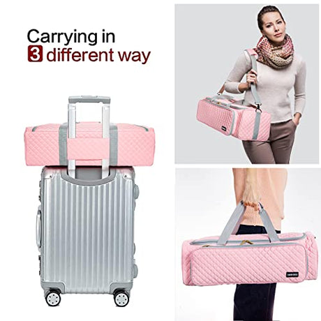 AMOIGEE Carrying Case for Cricut Explore Air 2, Cricut Maker 3, Cricut Explore 3, Pink Storage Organizer for Cricut accessories, Quilted Cricut Bag AMOIGEE
