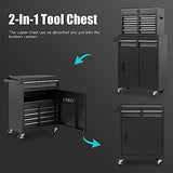 Goplus Tool Chest, 5-Drawer Rolling Tool Storage Cabinet with Detachable Top Tool Box, Liner, Universal Lockable Wheels, Adjustable Shelf, Locking Goplus