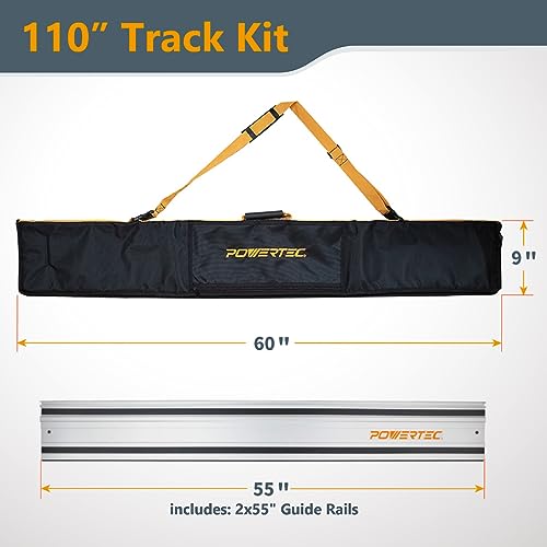 POWERTEC 71885 110" Track Saw Guide Rail Kit for Makita or Festool | Includes 2x55 Guide Rails/Protective Guide Rail Bag/Rail Connectors/2 Tracksaw POWERTEC