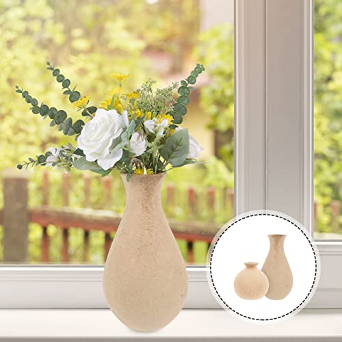 COHEALI Unfinished Wood Vase 2pcs Unfinished Vase Wooden Flower Vase Handmade Blank Floral Vase Paint Your Own Natural Flower Container DIY Painting COHEALI