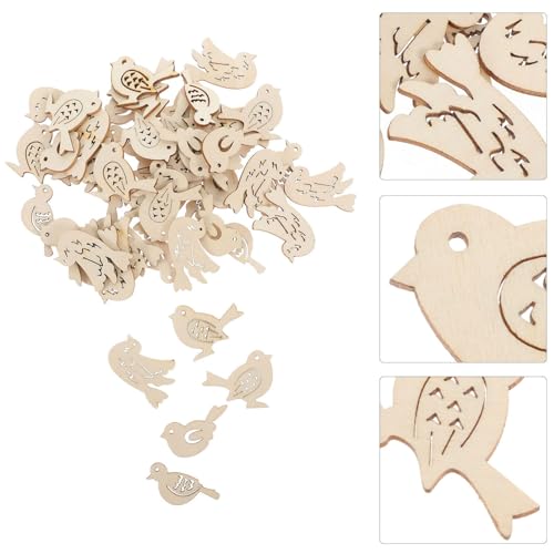 ABOOFAN Birds for Crafts, Birds Unfinished Wood Slices Cutouts Peace Dove Wood Craft Embellishments Blank Wooden Chip for DIY Scrapbooking Wedding ABOOFAN