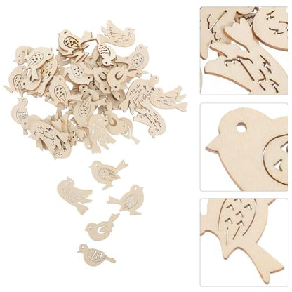 ABOOFAN Birds for Crafts, Birds Unfinished Wood Slices Cutouts Peace Dove Wood Craft Embellishments Blank Wooden Chip for DIY Scrapbooking Wedding