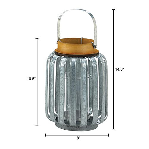 Accent Plus 10018514 Large Galvanized Metal Lantern, Multicolor Accent Plus