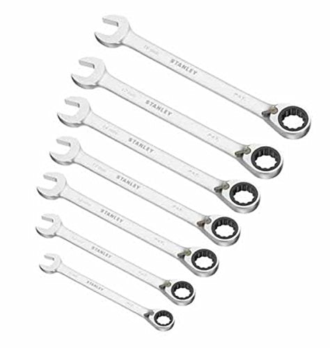 Stanley 1-17-375 Combination spanner-Set with ratchet (7-piece), Silver Stanley