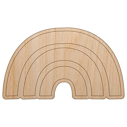 Rainbow Fun Doodle Unfinished Wood Shape Piece Cutout for DIY Craft Projects - 1/8 Inch Thick - 4.70 Inch Size Sniggle Sloth