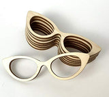 6-Pack Cat's Eye Glasses Unfinished Wood Cutout DIY Crafts Door Hanger Sign Ready to Paint Crafts All Sizes Texan Wood Crafts