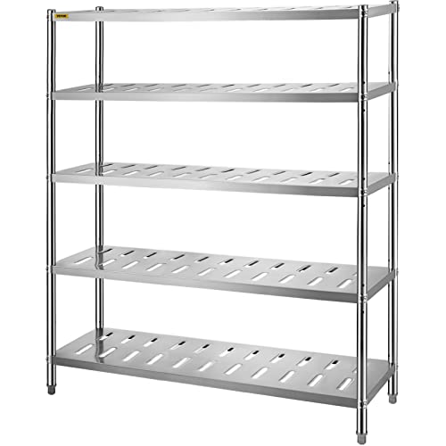 VEVOR Storage Shelf, 5-Tier Storage Shelving Unit, Stainless Steel Garage Shelf, 59.1 x 17.7 x 70.9 inch Heavy Duty Storage Shelving, 661 Lbs Total - WoodArtSupply