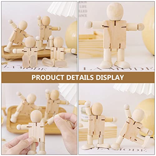 ARTIBETTER 6 Pcs Joint Puppet Toys Artist Wooden Tiny Doll Bodies Painting Graffiti Unfinished People Bodies Unfinished Wooden Robot Bodies Kids ARTIBETTER