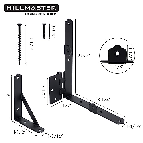 HILLMASTER 2 Set Anti Sag Gate Frame Kit Gate Corner Brace Bracket Heavy Duty Adjustable Gate Hardware with Gate Latch for Wooden Fences,Driveway