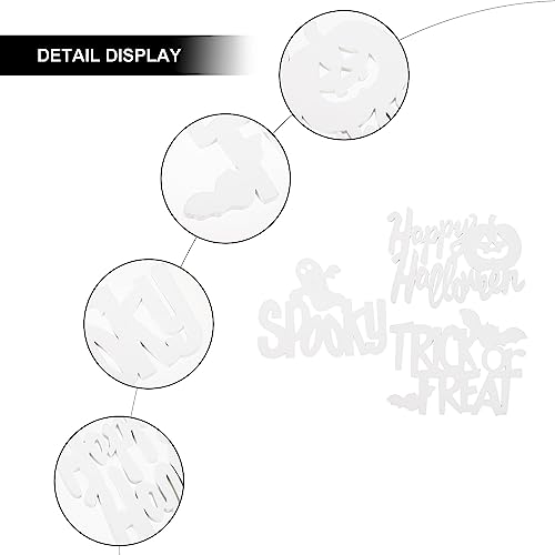 Ciieeo 3pcs Halloween Wood Cutouts White Blank Wooden Slices Happy Halloween Spooky Trick or Treat Unfinished Wooden Pieces Sign for Painting Art Ciieeo