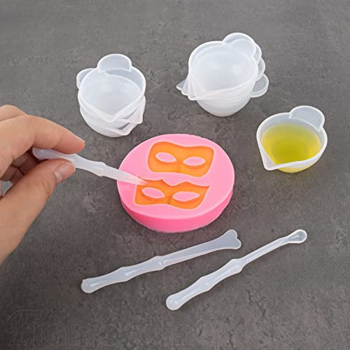 Framendino, 23 Pack Silicone Mold Cup Dispenser Mini Measuring Mixing Bowls with Spoon Glue Stick for DIY Epoxy Resin Craft Framendino