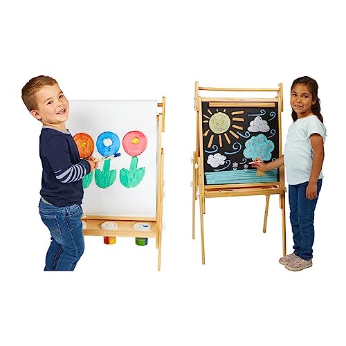 Colorations All in One Wooden Adjustable Easel for Kids, Ages 2-6 + |32", 37", & 41" Heights | Toddler, Preschool, & Kindergarten Art Stand with - WoodArtSupply