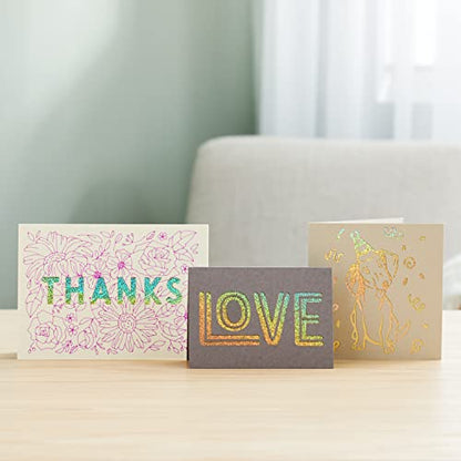 Cricut Cutaway Cards R10, Intricately Design Birthday Cards, Thank You Cards, Custom Greeting Cards, Holographic Backer, Compatible with Cricut - WoodArtSupply