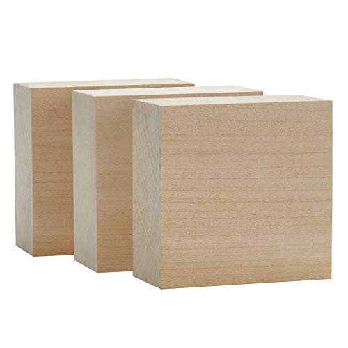 Basswood Carving Blocks Large 4x4x2 inch Wood Blanks DIY Wood Signs for Crafts by Craftiff Craftiff