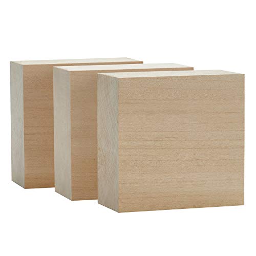 Basswood Carving Blocks Large 4x4x2 inch Wood Blanks DIY Wood Signs for Crafts by Craftiff - WoodArtSupply