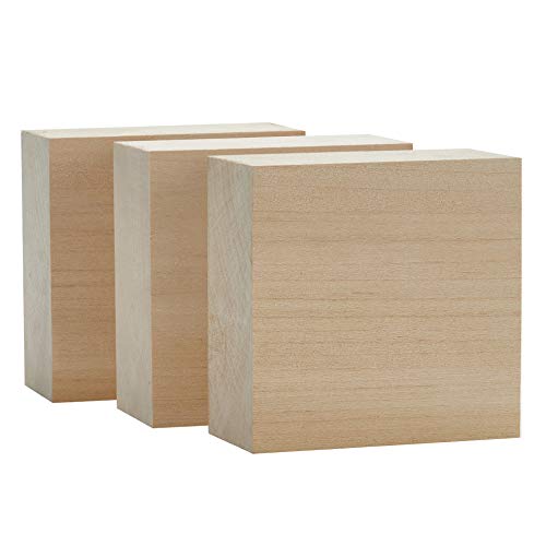 Basswood Carving Blocks Large 4x4x2 inch Wood Blanks DIY Wood Signs for Crafts by Craftiff
