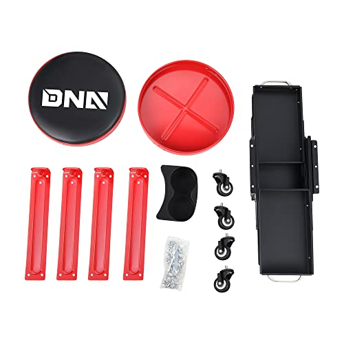 DNA Motoring TOOLS-00197 Round Mechanics Roller Seat Creeper Stool With Padded Cushion, Tool Storage Drawer & Tray, 300 Lbs Max Weight Capacity DNA MOTORING