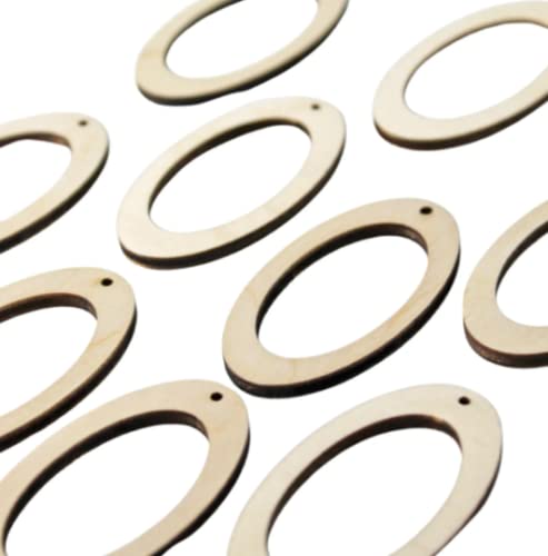 ALL SIZES BULK (12pc to 100pc) Unfinished Wood Wooden Hollow Oval Hoop Circle Frame Laser Cutout Dangle Earring Jewelry Blanks Charms Ornaments Shape - WoodArtSupply