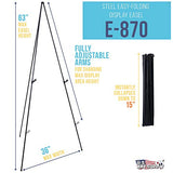 U.S. Art Supply 63" High Steel Easy Folding Display Easel - Quick Set-Up, Instantly Collapses, Adjustable Height Display Holders - Portable Tripod U.S. Art Supply