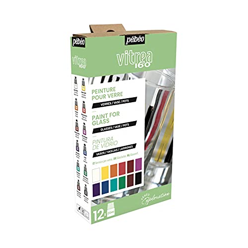 Pebeo Vitrea 160 Exploration Set Gloss 12 x 20ml, Assorted, 0.67 Fl Oz (Pack of 12) Pebeo