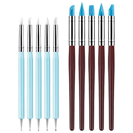 10Pcs Silicone Clay Sculpting Tool, Modeling Dotting Tool& Pottery Craft use for DIY Handicraft,Silicone Tool,Silicone Sculpting Tools Awpeye