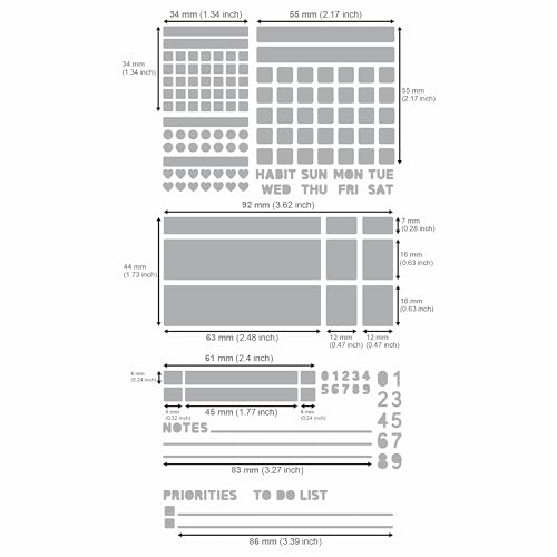 Aleks Melnyk No.423 Metal Stencil for Bullet Journaling, Bookmark, Planning, Drawing, Banners, Lines, Lists, Planner Stamps, Habit Tracker, Dot Aleks Melnyk