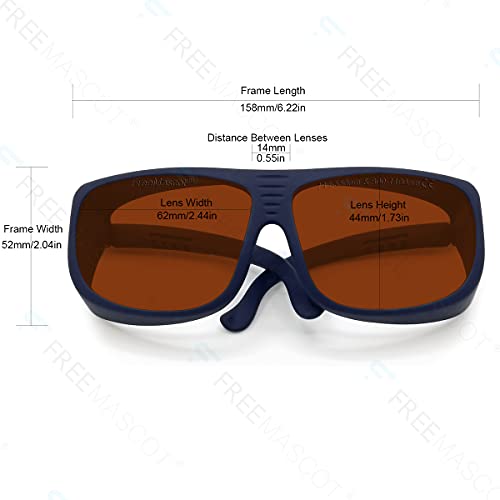 FreeMascot OD 4+ 190nm-550nm / 800nm-1100nm Wavelength Professional Laser Safety Glasses for 405nm, 450nm, 532nm, 808nm,980nm,1064nm, 1080nm, 1100nm FreeMascot