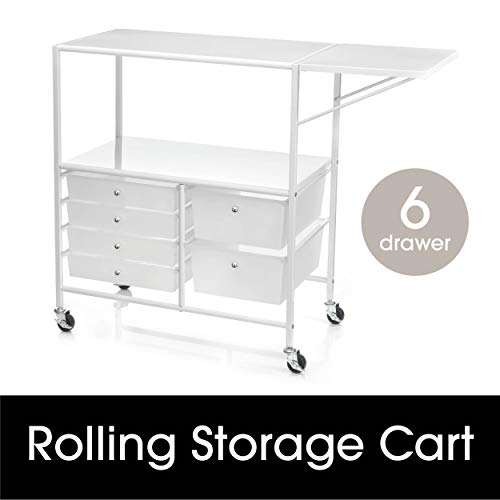 Essex Drawers & Rolling Storage Cart with Tray by Recollections, White Recollections