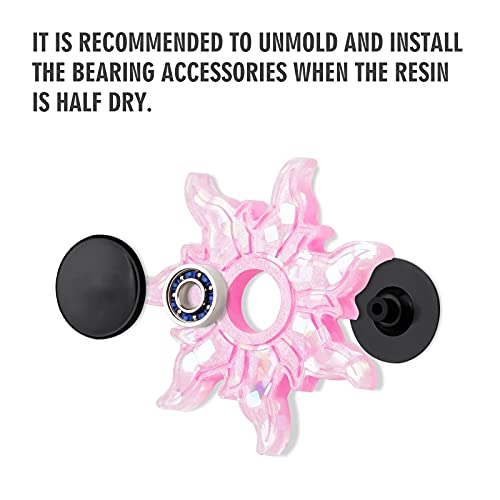4PCS Fidget Spinner Epoxy Resin Silicone Plaster Mold Kit, Anti-Stress Fidget Toy with 10PCS Bearings, 20 PCS Bearing Caps Mounting Cover for Kids