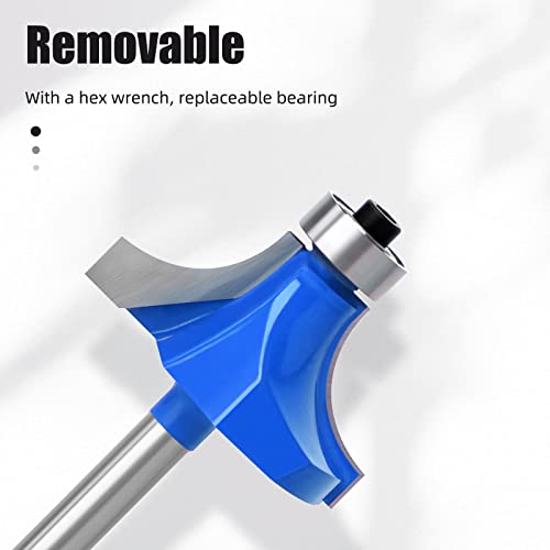 MEIGGTOOL 7Pcs 1/4"Inch Shanks Roundover Edging Router Bit Set,Round Radius: 1/2",3/8",5/16",1/4",7/32",3/16",1/8" MEIGGTOOL